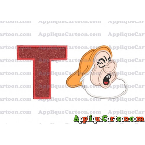 Sneezy Snow White Applique Design With Alphabet T