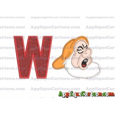 Sneezy Snow White Applique Design With Alphabet W