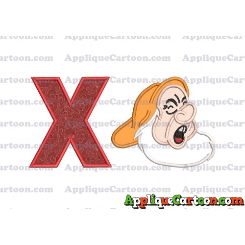 Sneezy Snow White Applique Design With Alphabet X