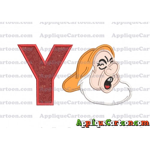 Sneezy Snow White Applique Design With Alphabet Y
