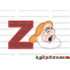 Sneezy Snow White Applique Design With Alphabet Z