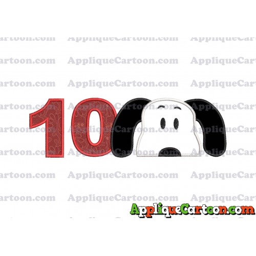 Snoopy Applique Embroidery Design Birthday Number 10