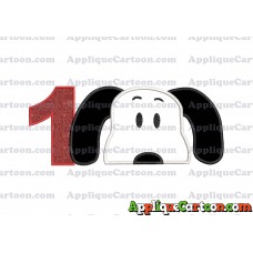 Snoopy Applique Embroidery Design Birthday Number 1