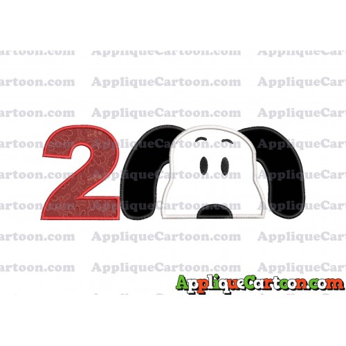Snoopy Applique Embroidery Design Birthday Number 2