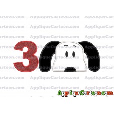 Snoopy Applique Embroidery Design Birthday Number 3