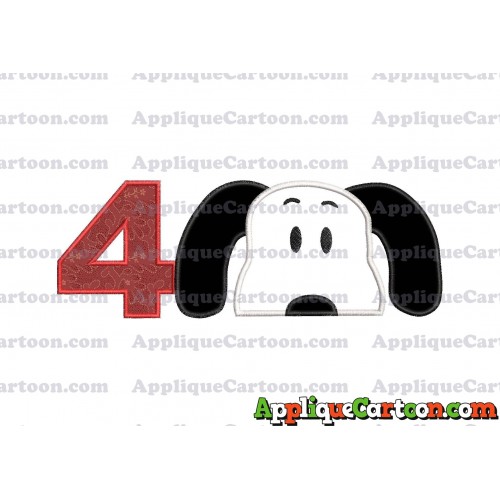 Snoopy Applique Embroidery Design Birthday Number 4