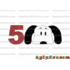 Snoopy Applique Embroidery Design Birthday Number 5