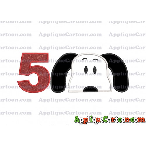 Snoopy Applique Embroidery Design Birthday Number 5