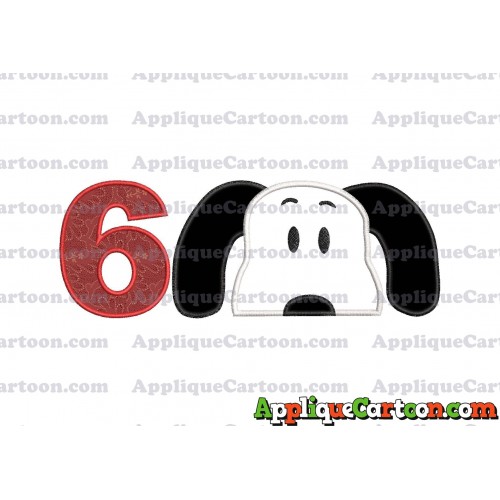 Snoopy Applique Embroidery Design Birthday Number 6