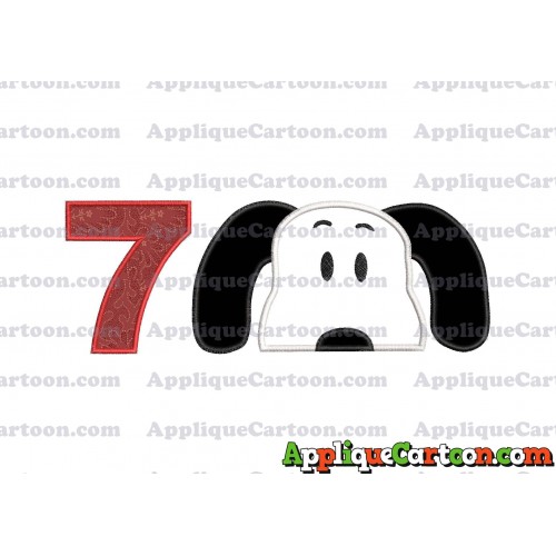 Snoopy Applique Embroidery Design Birthday Number 7