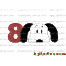 Snoopy Applique Embroidery Design Birthday Number 8