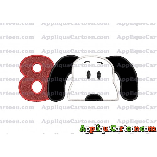 Snoopy Applique Embroidery Design Birthday Number 8