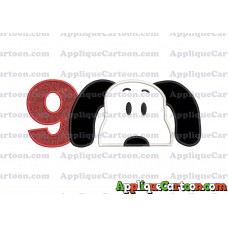 Snoopy Applique Embroidery Design Birthday Number 9