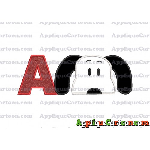 Snoopy Applique Embroidery Design With Alphabet A
