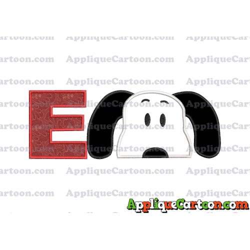 Snoopy Applique Embroidery Design With Alphabet E