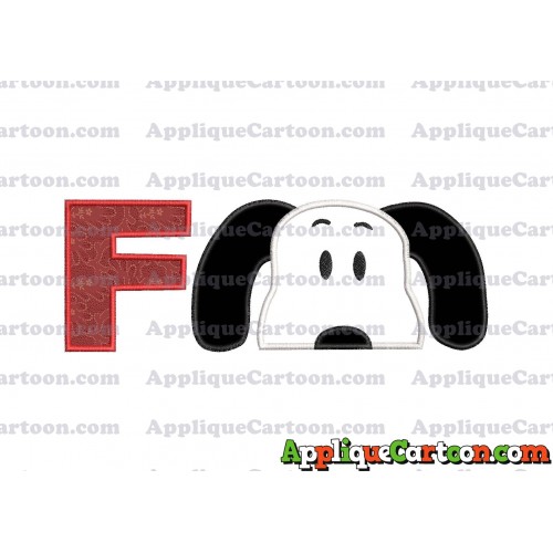 Snoopy Applique Embroidery Design With Alphabet F
