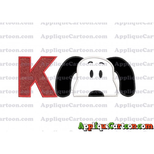 Snoopy Applique Embroidery Design With Alphabet K