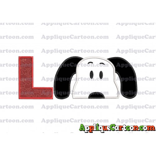 Snoopy Applique Embroidery Design With Alphabet L
