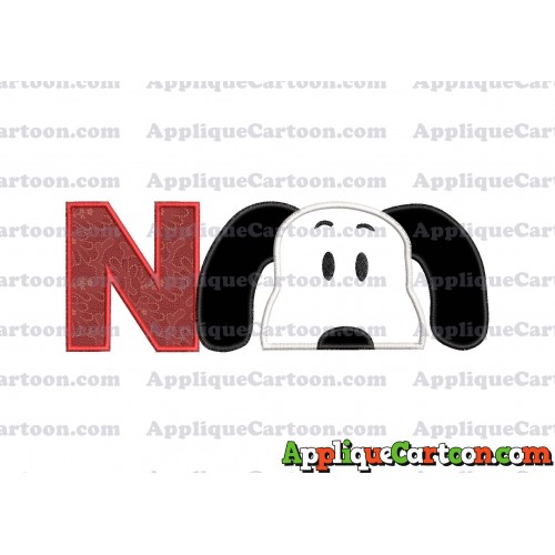 Snoopy Applique Embroidery Design With Alphabet N