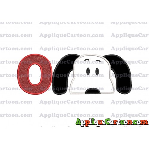Snoopy Applique Embroidery Design With Alphabet O