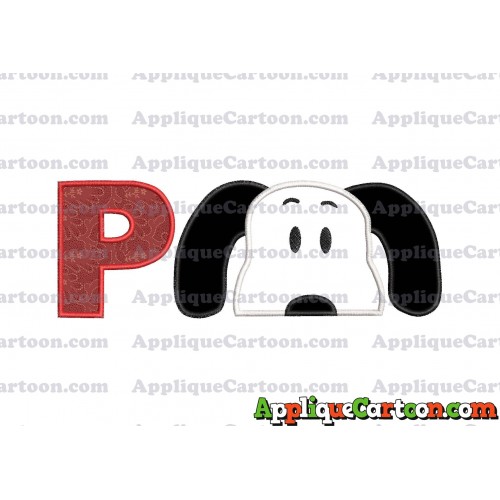 Snoopy Applique Embroidery Design With Alphabet P