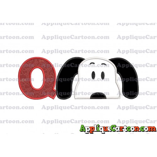 Snoopy Applique Embroidery Design With Alphabet Q