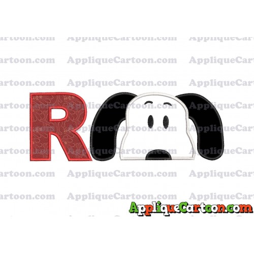 Snoopy Applique Embroidery Design With Alphabet R