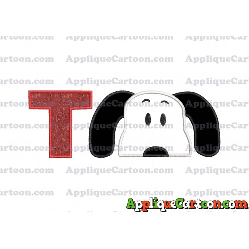 Snoopy Applique Embroidery Design With Alphabet T