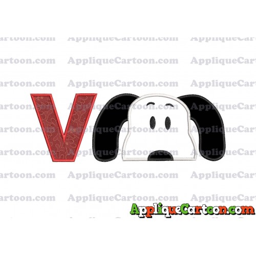 Snoopy Applique Embroidery Design With Alphabet V