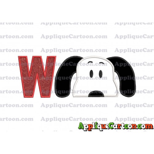 Snoopy Applique Embroidery Design With Alphabet W