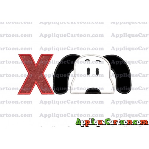 Snoopy Applique Embroidery Design With Alphabet X