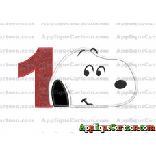 Snoopy Peanuts Head Applique Embroidery Design Birthday Number 1