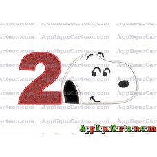 Snoopy Peanuts Head Applique Embroidery Design Birthday Number 2
