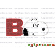 Snoopy Peanuts Head Applique Embroidery Design With Alphabet B