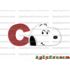 Snoopy Peanuts Head Applique Embroidery Design With Alphabet C