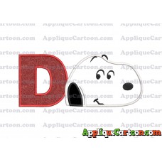 Snoopy Peanuts Head Applique Embroidery Design With Alphabet D