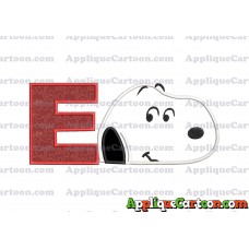 Snoopy Peanuts Head Applique Embroidery Design With Alphabet E