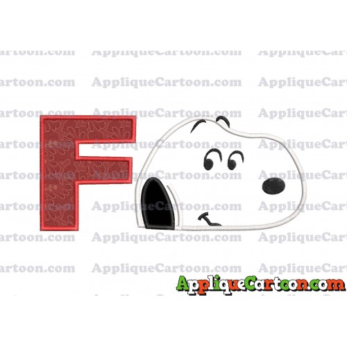 Snoopy Peanuts Head Applique Embroidery Design With Alphabet F