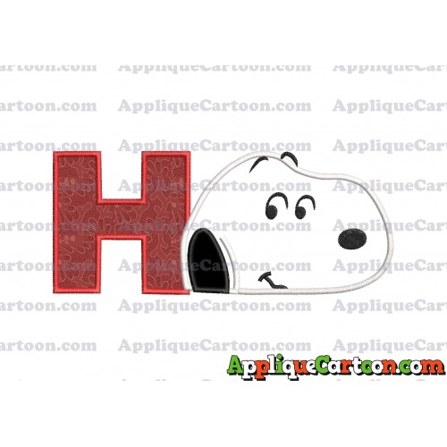 Snoopy Peanuts Head Applique Embroidery Design With Alphabet H