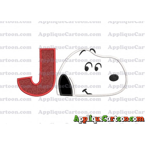 Snoopy Peanuts Head Applique Embroidery Design With Alphabet J
