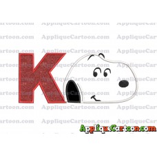 Snoopy Peanuts Head Applique Embroidery Design With Alphabet K