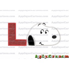 Snoopy Peanuts Head Applique Embroidery Design With Alphabet L