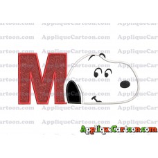 Snoopy Peanuts Head Applique Embroidery Design With Alphabet M