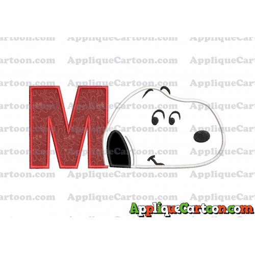 Snoopy Peanuts Head Applique Embroidery Design With Alphabet M