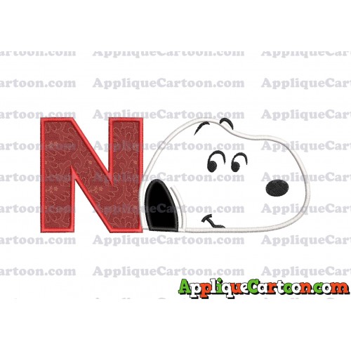 Snoopy Peanuts Head Applique Embroidery Design With Alphabet N