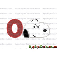 Snoopy Peanuts Head Applique Embroidery Design With Alphabet O