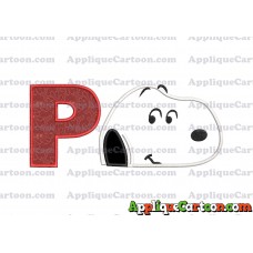 Snoopy Peanuts Head Applique Embroidery Design With Alphabet P