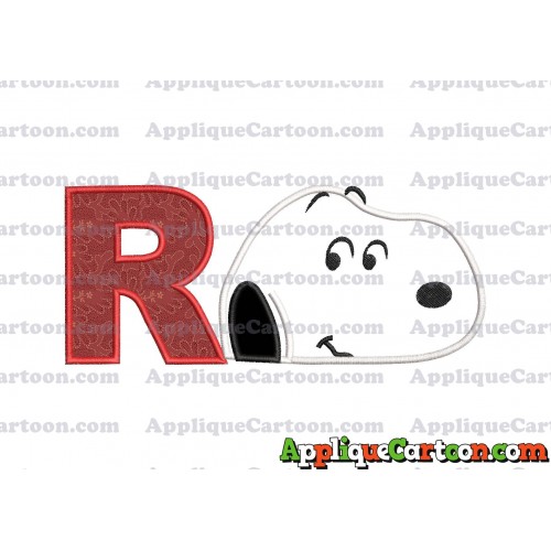 Snoopy Peanuts Head Applique Embroidery Design With Alphabet R