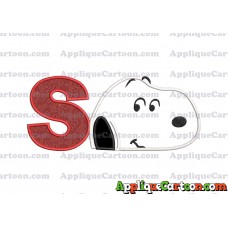 Snoopy Peanuts Head Applique Embroidery Design With Alphabet S