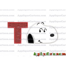 Snoopy Peanuts Head Applique Embroidery Design With Alphabet T
